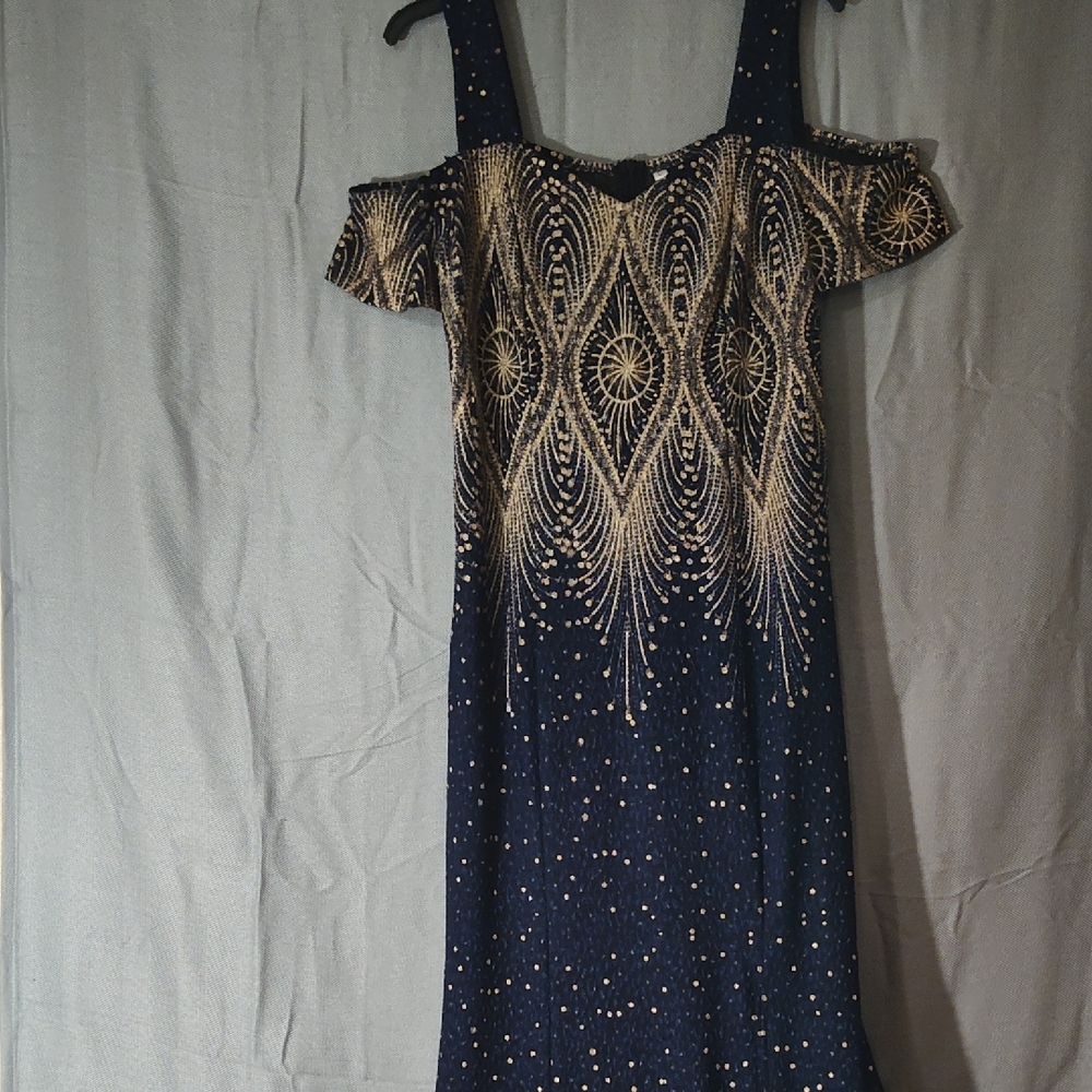 Elegant Navy and Gold Women's Dress